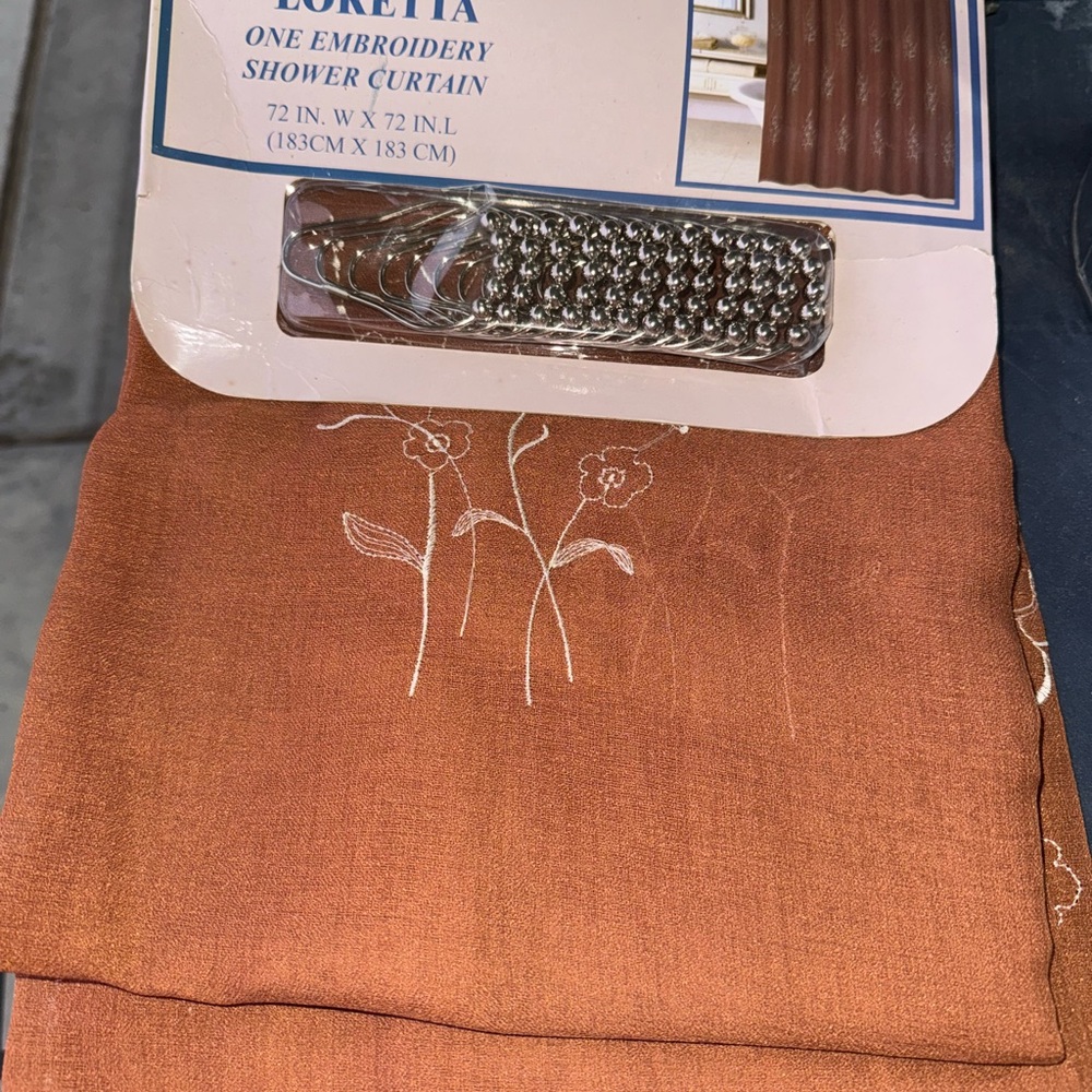 Orange Embroidery Shower Curtain
